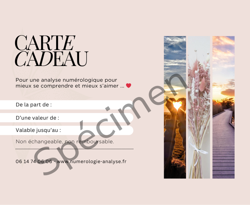 Carte cadeau pour une analyse numérologique personnalisée