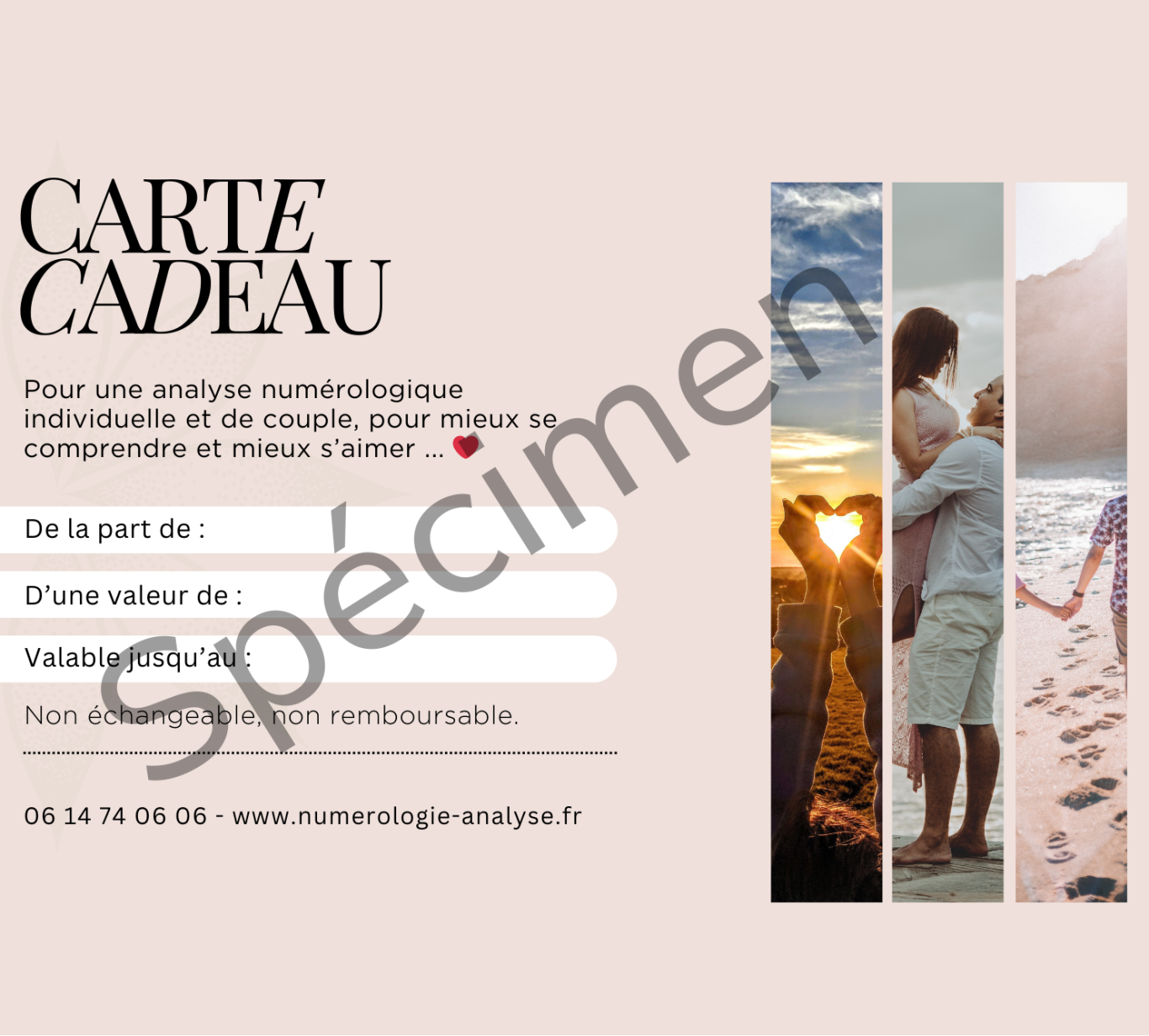 Carte cadeau Carte cadeau pour une analyse et thème en numérologie